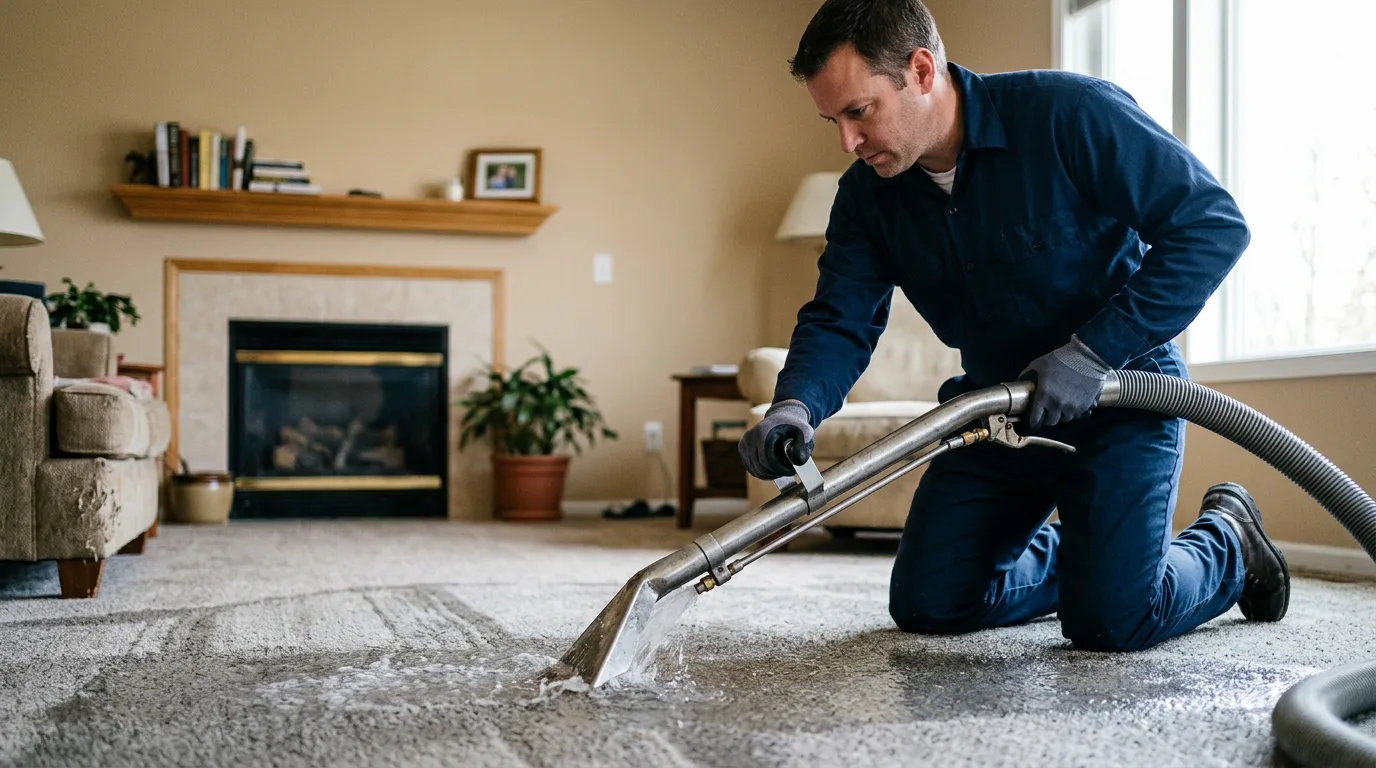 Water damage restoration technician working near Oxford, NY